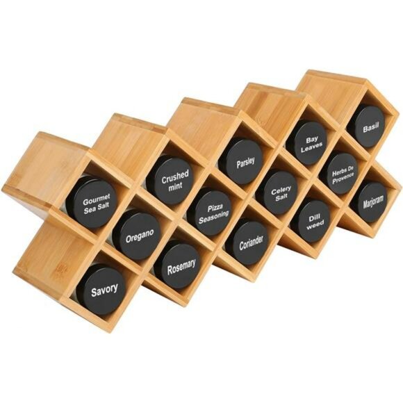 bamboo spice rack organizer 4 tier countertop cabinet pantry shelf storage holde - Picture 1 of 8